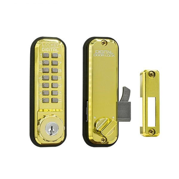 Lockey - 2500-KO - Mechanical Keypad - Keyless Hook Bolt Lock - w/ Key Override - for Sliding Glass Doors - UHS Hardware Lockey - 2500-KO - Mechanical Keypad - Keyless Hook Bolt Lock - w/ Key Override - for Sliding Glass Doors - UHS Hardware