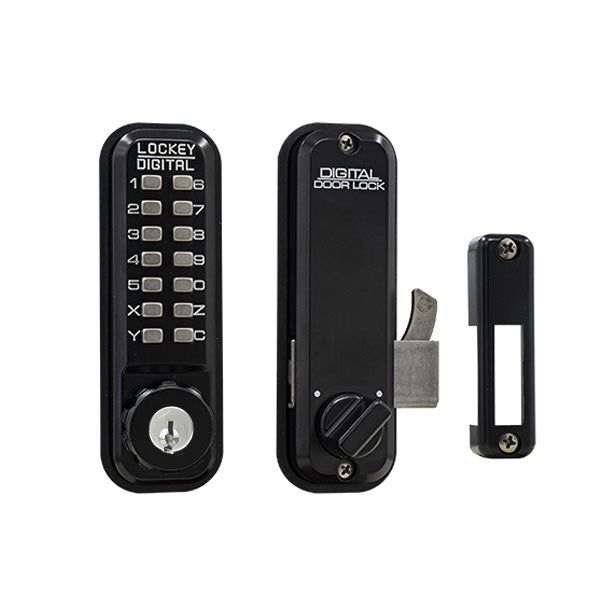Lockey - 2500-KO - Mechanical Keypad - Keyless Hook Bolt Lock - w/ Key Override - for Sliding Glass Doors - UHS Hardware Lockey - 2500-KO - Mechanical Keypad - Keyless Hook Bolt Lock - w/ Key Override - for Sliding Glass Doors - UHS Hardware