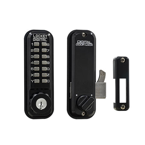 Lockey - 2500-KO - Mechanical Keypad - Keyless Hook Bolt Lock - w/ Key Override - for Sliding Glass Doors - UHS Hardware Lockey - 2500-KO - Mechanical Keypad - Keyless Hook Bolt Lock - w/ Key Override - for Sliding Glass Doors - UHS Hardware