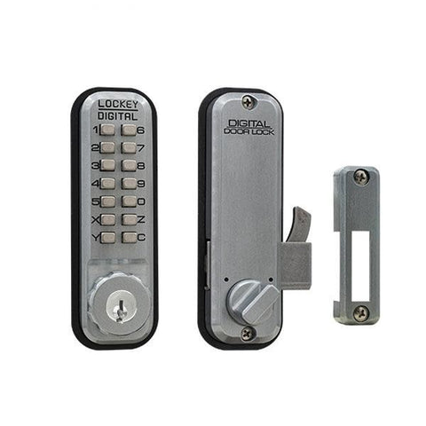 Lockey - 2500-KO - Mechanical Keypad - Keyless Hook Bolt Lock - w/ Key Override - for Sliding Glass Doors - UHS Hardware Lockey - 2500-KO - Mechanical Keypad - Keyless Hook Bolt Lock - w/ Key Override - for Sliding Glass Doors - UHS Hardware