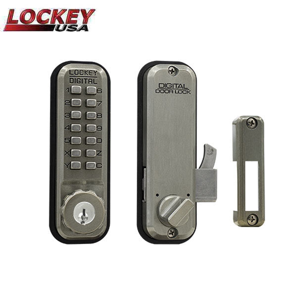 Lockey - 2500-KO - Mechanical Keypad - Keyless Hook Bolt Lock - w/ Key Override - for Sliding Glass Doors - UHS Hardware Lockey - 2500-KO - Mechanical Keypad - Keyless Hook Bolt Lock - w/ Key Override - for Sliding Glass Doors - UHS Hardware