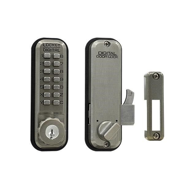 Lockey - 2500-KO - Mechanical Keypad - Keyless Hook Bolt Lock - w/ Key Override - for Sliding Glass Doors - UHS Hardware Lockey - 2500-KO - Mechanical Keypad - Keyless Hook Bolt Lock - w/ Key Override - for Sliding Glass Doors - UHS Hardware