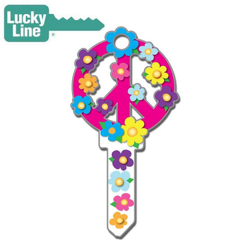 LuckyLine - B104K - Key Shapes - Peace Sign - Kwikset - KW1 - 5 Pack - UHS Hardware LuckyLine - B104K - Key Shapes - Peace Sign - Kwikset - KW1 - 5 Pack - UHS Hardware