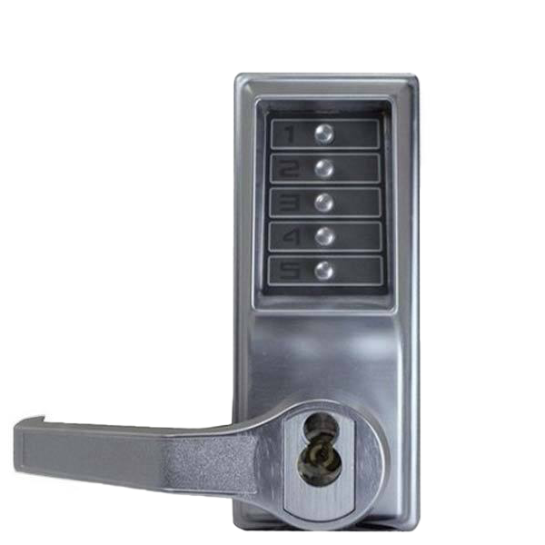Simplex - LL1021M - Mechanical Pushbutton Cylindrical Lever Lock - LFIC Medeco - 2¾" Backset - Satin Chrome - LH/LHR - UHS Hardware Simplex - LL1021M - Mechanical Pushbutton Cylindrical Lever Lock - LFIC Medeco - 2¾" Backset - Satin Chrome - LH/LHR - UHS Hardware