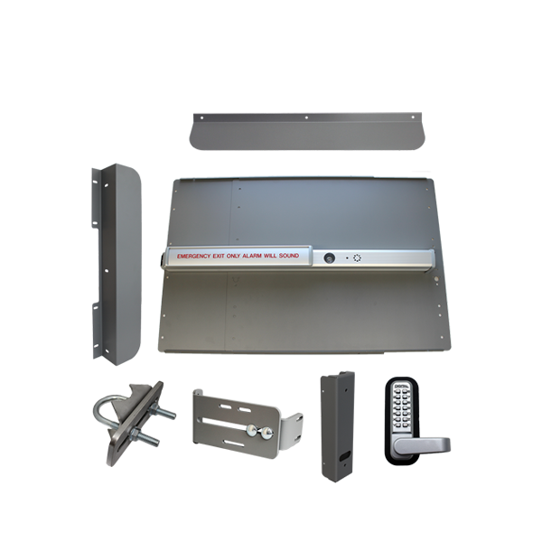 Lockey - ED65S - Edge Panic Shield Security Kit - With PB2500AL Alarmed Panic Bar - Silver - UHS Hardware Lockey - ED65S - Edge Panic Shield Security Kit - With PB2500AL Alarmed Panic Bar - Silver - UHS Hardware