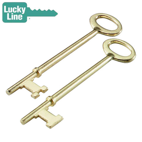 LuckyLine - 87202 - Skeleton Key Flat & Notch - Brass Plated Zinc - 2 Pack - UHS Hardware LuckyLine - 87202 - Skeleton Key Flat & Notch - Brass Plated Zinc - 2 Pack - UHS Hardware