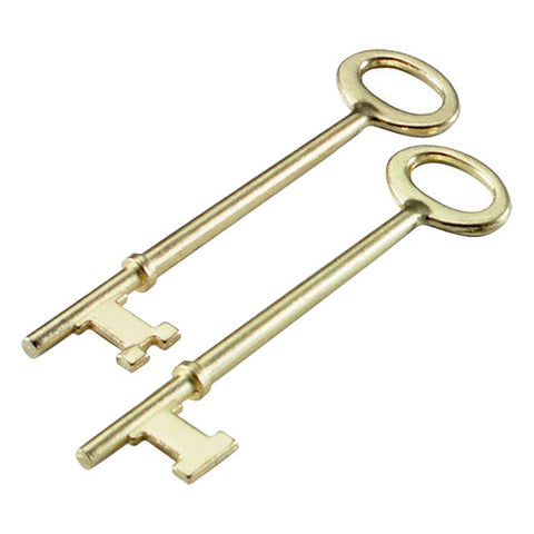 LuckyLine - 87202 - Skeleton Key Flat & Notch - Brass Plated Zinc - 2 Pack - UHS Hardware LuckyLine - 87202 - Skeleton Key Flat & Notch - Brass Plated Zinc - 2 Pack - UHS Hardware