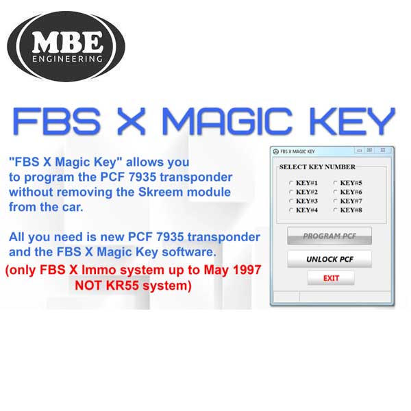 MBE - FBS X Magic Key - PCF 7935 Programming Software - UHS Hardware MBE - FBS X Magic Key - PCF 7935 Programming Software - UHS Hardware