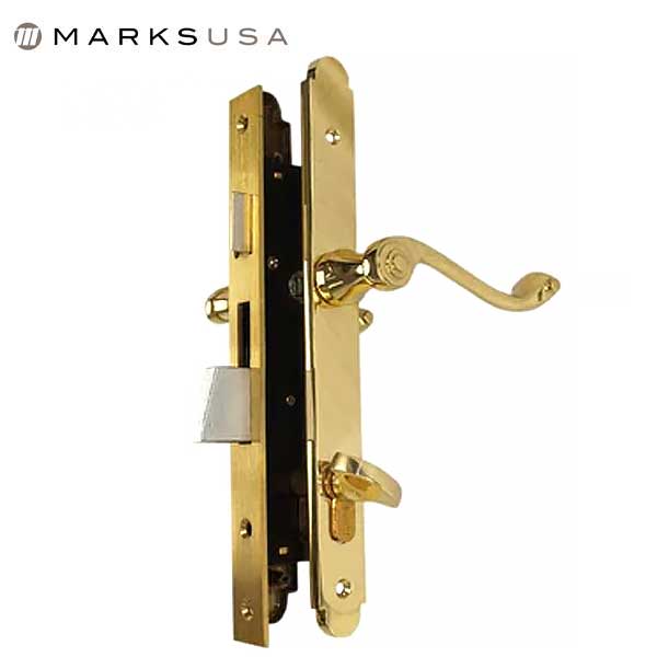 Marks USA - Thinline Series 2750B - Ornamental Iron Mortise Lockset - Sgl Cylinder - Backset: 2-1/2" - Entrance - Bright Brass - LH/RH - UHS Hardware Marks USA - Thinline Series 2750B - Ornamental Iron Mortise Lockset - Sgl Cylinder - Backset: 2-1/2" - Entrance - Bright Brass - LH/RH - UHS Hardware