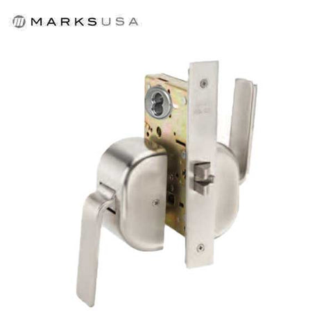 Marks USA - 5PD - LifeSaver Single Cylinder Mortise Behavioral Health Paddleset - Push / Pull - Anti-Ligature - Dormitory - 2-3/4" Backset - Satin Stainless - Grade 1 - UHS Hardware Marks USA - 5PD - LifeSaver Single Cylinder Mortise Behavioral Health Paddleset - Push / Pull - Anti-Ligature - Dormitory - 2-3/4" Backset - Satin Stainless - Grade 1 - UHS Hardware
