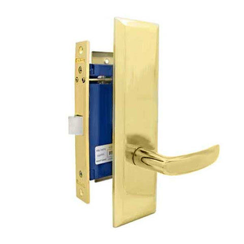 Marks USA - 7NY96DT-3-F2 - New York Mortise Lever Lock - Large Inside Plate - Polished Brass - Full Dummy - Grade 2 - UHS Hardware Marks USA - 7NY96DT-3-F2 - New York Mortise Lever Lock - Large Inside Plate - Polished Brass - Full Dummy - Grade 2 - UHS Hardware