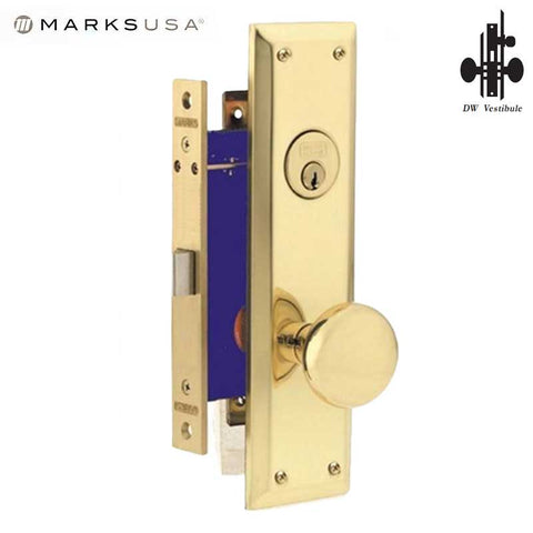 Marks USA - 91DW/3 - Metro Mortise Knob Lock - US3 - 1-1/16" x 7-5/8"- Vestibule - LH - UHS Hardware Marks USA - 91DW/3 - Metro Mortise Knob Lock - US3 - 1-1/16" x 7-5/8"- Vestibule - LH - UHS Hardware