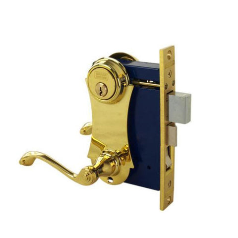 Marks USA - Series 9215AC - Ornamental Iron Mortise Lockset - Single Cylinder - Backset: 2-1/2" - Entrance - Bright Brass - LHR - UHS Hardware Marks USA - Series 9215AC - Ornamental Iron Mortise Lockset - Single Cylinder - Backset: 2-1/2" - Entrance - Bright Brass - LHR - UHS Hardware