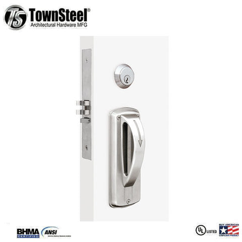 TownSteel - MRX-A - 5-Point Ligature Resistant Mortise Lock with Arch Escutcheon Trim - Optional Function - Optional Handing - Fire Rated - Stainless Steel - Grade 1 TownSteel - MRX-A - 5-Point Ligature Resistant Mortise Lock with Arch Escutcheon Trim - Optional Function - Optional Handing - Fire Rated - Stainless Steel - Grade 1