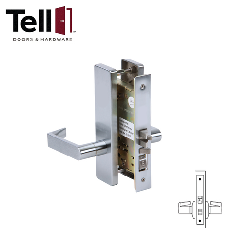 TELL - CL102533 - Heavy Duty Mortise Lock - Satin Chrome - 2-3/4" Backset - Passage TELL - CL102533 - Heavy Duty Mortise Lock - Satin Chrome - 2-3/4" Backset - Passage
