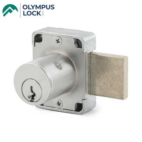 Olympus - 500M - Cabinet Door Deadbolt Lock - MRI Function - CCL R1 - Optional Cylinder Length - Standard Length Bolt - Satin Chrome - Optional Keying - Grade 1 - UHS Hardware Olympus - 500M - Cabinet Door Deadbolt Lock - MRI Function - CCL R1 - Optional Cylinder Length - Standard Length Bolt - Satin Chrome - Optional Keying - Grade 1 - UHS Hardware