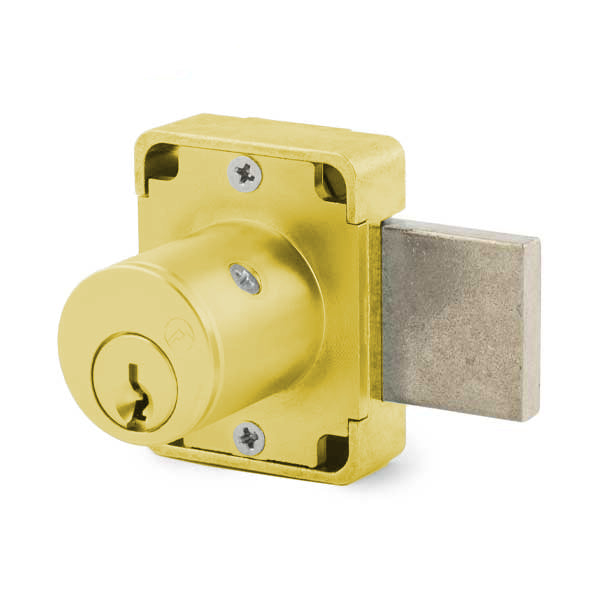 Olympus - 100B - Weather Resistant Cabinet Deadbolt Lock - Key Retaining - D4291 4-pin - 15/16" Cylinder - Standard Bolt - Satin Brass - Optional Keying - Optional Handing - Grade 1 - UHS Hardware