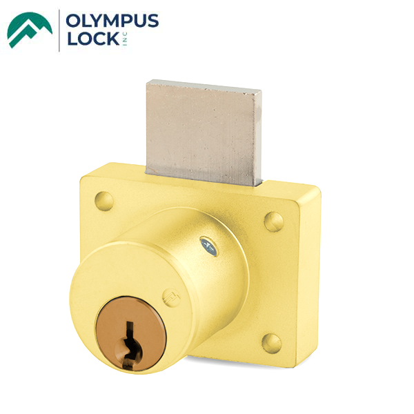 Olympus - 800S - Cabinet Drawer Deadbolt Lock - Key Retaining - S Series Schlage C Keyway - Optional Cylinder Length - Polished Brass - Optional Keying - Optional Handing - Grade 1 - UHS Hardware Olympus - 800S - Cabinet Drawer Deadbolt Lock - Key Retaining - S Series Schlage C Keyway - Optional Cylinder Length - Polished Brass - Optional Keying - Optional Handing - Grade 1 - UHS Hardware