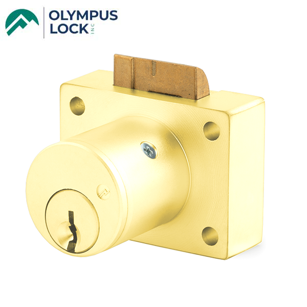 Olympus - 850S - Deadlatching Drawer Lock - S Series Schlage C Keyway - Optional Cylinder Length - Polished Brass - Optional Keying - Grade 1 - UHS Hardware Olympus - 850S - Deadlatching Drawer Lock - S Series Schlage C Keyway - Optional Cylinder Length - Polished Brass - Optional Keying - Grade 1 - UHS Hardware