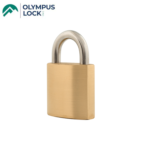 Olympus - CRB - Padlock Corbin/Russwin IC Cores - Less Core - 2" Lock Body Width - Stainless Steel Shackle - Satin Brass - UHS Hardware Olympus - CRB - Padlock Corbin/Russwin IC Cores - Less Core - 2" Lock Body Width - Stainless Steel Shackle - Satin Brass - UHS Hardware