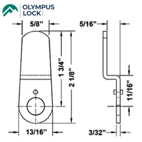Olympus - DCNP-100-HD2 - Heavy Duty Bent Cam - 1-3/4" Length - UHS Hardware Olympus - DCNP-100-HD2 - Heavy Duty Bent Cam - 1-3/4" Length - UHS Hardware