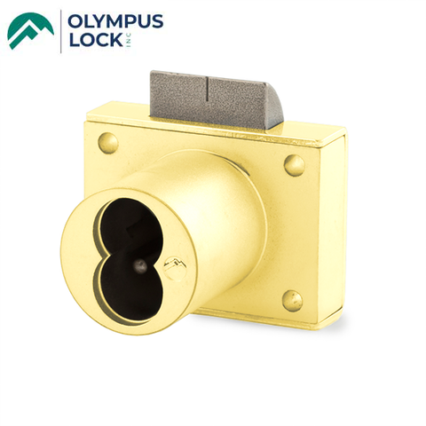 Olympus - L72 - SFIC Drawer Latch Lock - Less Cylinder - 1-1/4" Cylinder Length - Polished Brass - Optional Keying - UHS Hardware Olympus - L72 - SFIC Drawer Latch Lock - Less Cylinder - 1-1/4" Cylinder Length - Polished Brass - Optional Keying - UHS Hardware