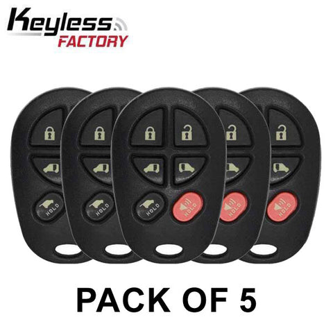 5 x 2004-2018 Toyota Sienna / 6-Button Keyless Entry Remote / PN: 89742-AE051 / GQ43VT20T (AFTERMARKET) (Pack of 5) - UHS Hardware 5 x 2004-2018 Toyota Sienna / 6-Button Keyless Entry Remote / PN: 89742-AE051 / GQ43VT20T (AFTERMARKET) (Pack of 5) - UHS Hardware