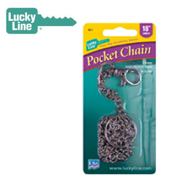 LuckyLine - 40101 - 18" Pocket Chain with Trigger Snap - Nickel Plated Steel - (1 Pack) - UHS Hardware LuckyLine - 40101 - 18" Pocket Chain with Trigger Snap - Nickel Plated Steel - (1 Pack) - UHS Hardware