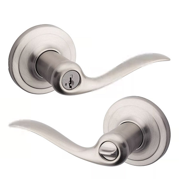 Kwikset - 740TNL - Tustin Lever - Round Rose - Entry - 15 - Satin Nickel - Smart Key Technology - Grade 2 - UHS Hardware Kwikset - 740TNL - Tustin Lever - Round Rose - Entry - 15 - Satin Nickel - Smart Key Technology - Grade 2 - UHS Hardware
