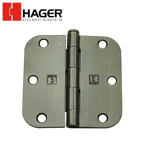 Hager - RCBB1842 - 5-Knuckle - Round Corner 5/8" Radius - Ball Bearing with Fasteners - 3.5" x 3.5" - Optional Finish Hager - RCBB1842 - 5-Knuckle - Round Corner 5/8" Radius - Ball Bearing with Fasteners - 3.5" x 3.5" - Optional Finish