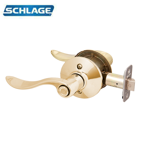 Schlage - 16210 - Accent Lever Set - Privacy - Round Rose - Bright Brass - LH - Grade 2 - UHS Hardware Schlage - 16210 - Accent Lever Set - Privacy - Round Rose - Bright Brass - LH - Grade 2 - UHS Hardware