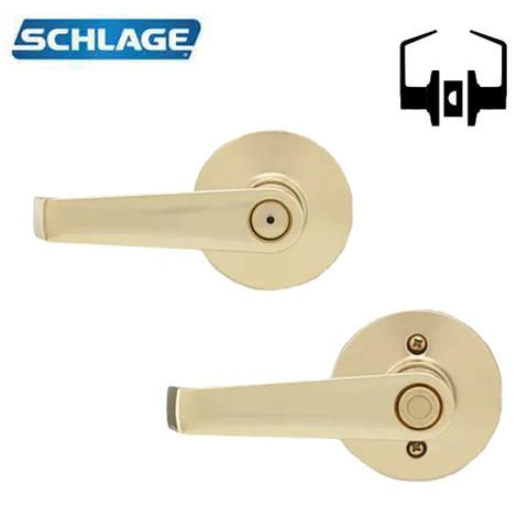 Schlage - 16210 - Elan Lever Set - Privacy - Round Rose - Bright Brass - Grade 2 - UHS Hardware Schlage - 16210 - Elan Lever Set - Privacy - Round Rose - Bright Brass - Grade 2 - UHS Hardware