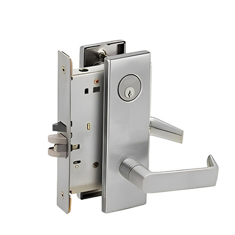 Schlage - L9060P - Mortise Lock with 06 Lever - Schalge C Keyway - 6 Pin Cylinder - Apartment Entrance Lock - Satin Chrome - Grade 1 Schlage - L9060P - Mortise Lock with 06 Lever - Schalge C Keyway - 6 Pin Cylinder - Apartment Entrance Lock - Satin Chrome - Grade 1