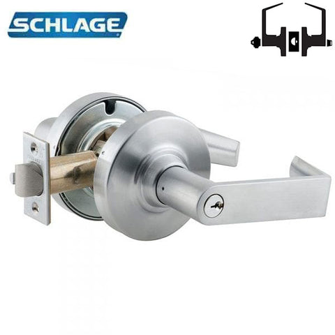 Schlage - ND53PD - Commercial Lever Set - Entrance - Standard Cylinder - Satin Chrome - Rhodes Lever - Fire Rated - Grade 1 Schlage - ND53PD - Commercial Lever Set - Entrance - Standard Cylinder - Satin Chrome - Rhodes Lever - Fire Rated - Grade 1