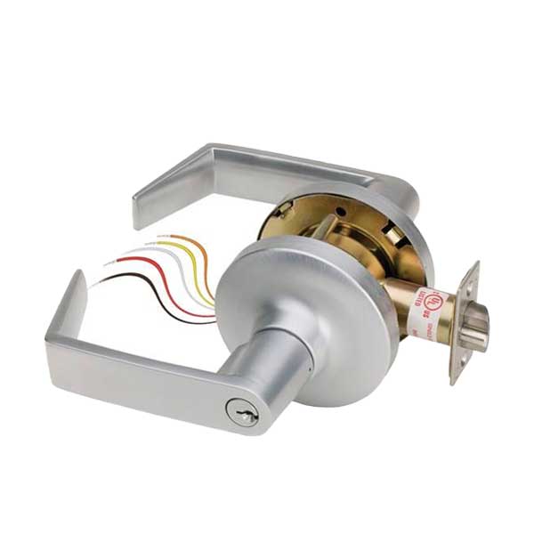 SDC - Electrified Cylindrical Lockset - Fail Safe - Eclipse Lever - 12/24VDC - Satin Chrome - Grade 1 - UHS Hardware SDC - Electrified Cylindrical Lockset - Fail Safe - Eclipse Lever - 12/24VDC - Satin Chrome - Grade 1 - UHS Hardware
