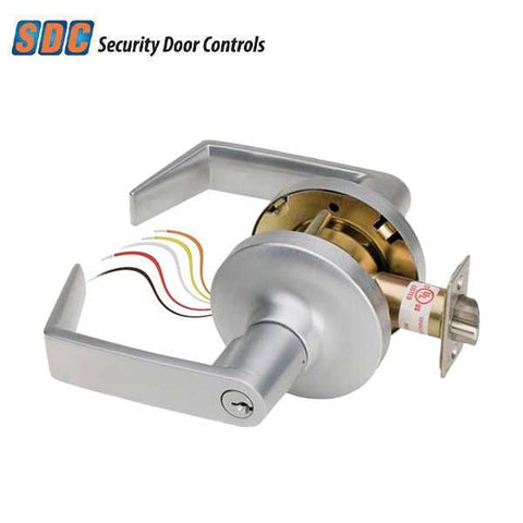 SDC - Electrified Cylindrical Lockset - Fail Safe - Eclipse Lever - 12/24VDC - Satin Chrome - Grade 1 - UHS Hardware SDC - Electrified Cylindrical Lockset - Fail Safe - Eclipse Lever - 12/24VDC - Satin Chrome - Grade 1 - UHS Hardware