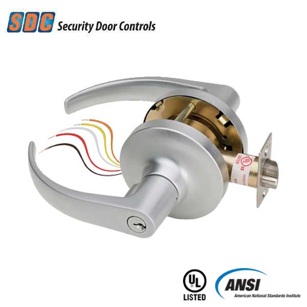 SDC - Electrified Cylindrical Lockset - Fail Safe - Galaxy Lever - 12/24VDC - Satin Chrome - Grade 1 - UHS Hardware SDC - Electrified Cylindrical Lockset - Fail Safe - Galaxy Lever - 12/24VDC - Satin Chrome - Grade 1 - UHS Hardware