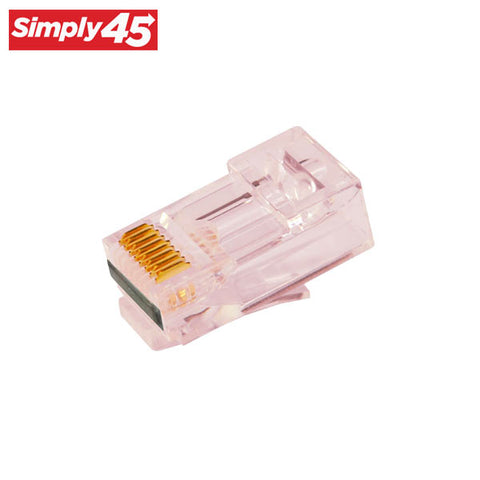 Simply45 - S45-1700P - ProSeries - Unshielded - Pass-Through RJ45 Modular Plugs - Red Tint - Commercial Rated - w/ Cap45 - for Cat6/6a UTP - Jar of 100 - UHS Hardware Simply45 - S45-1700P - ProSeries - Unshielded - Pass-Through RJ45 Modular Plugs - Red Tint - Commercial Rated - w/ Cap45 - for Cat6/6a UTP - Jar of 100 - UHS Hardware