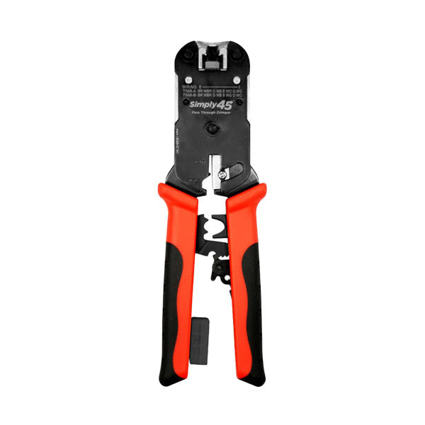 Simply45 - S45-C101 - ProSeries - All-In-One RJ45 Crimp Tool - Built-in Stripper / Cutter / Tool Lock / Click Socket / Blade Storage - for Simply45 RJ45 Pass-Through & Standard WE/SS Modular Plugs - UHS Hardware Simply45 - S45-C101 - ProSeries - All-In-One RJ45 Crimp Tool - Built-in Stripper / Cutter / Tool Lock / Click Socket / Blade Storage - for Simply45 RJ45 Pass-Through & Standard WE/SS Modular Plugs - UHS Hardware