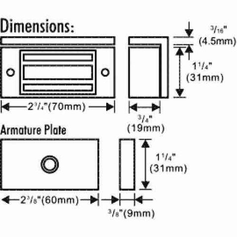 Seco-Larm - Single Door Mini Maglock - 80 lb Holding Force - CE Listed - UHS Hardware Seco-Larm - Single Door Mini Maglock - 80 lb Holding Force - CE Listed - UHS Hardware