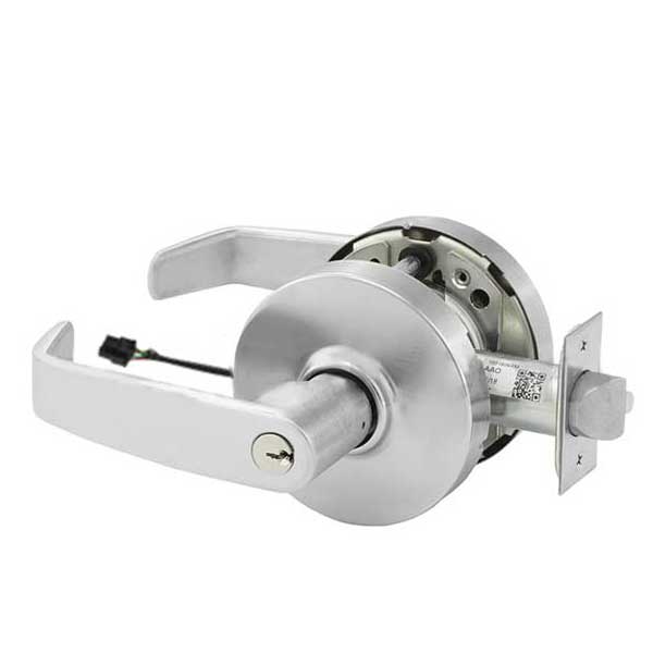 Sargent - 10G71 - Electromechanical Cylindrical Lock - L Rose / L Lever - Fail Secure - LA Keyway - 26D - Satin Chrome Plated - 24V - Grade 1 - UHS Hardware