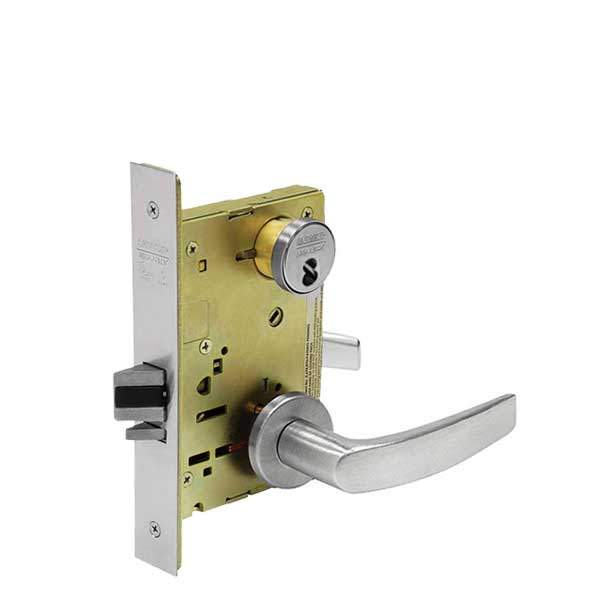 Sargent - 8237 - Mechanical Mortise Lock - LN Rose / B Lever - Classroom - 1-3/4" Frame - SFIC - Satin Chrome - Grade 1 - UHS Hardware