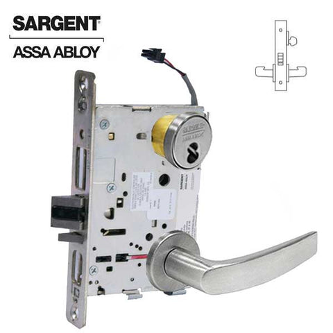 Sargent - 8271 - Electrified Mortise Lock - LN Rose / B Lever - Fail Secure - 1-3/4" Frame - 24VDC - SFIC - Satin Chrome - Grade 1 - UHS Hardware Sargent - 8271 - Electrified Mortise Lock - LN Rose / B Lever - Fail Secure - 1-3/4" Frame - 24VDC - SFIC - Satin Chrome - Grade 1 - UHS Hardware