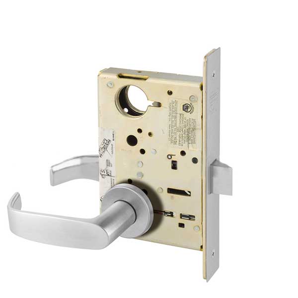 Sargent - 8215 - Mechanical Mortise Lock - LN Rose / L Lever - Passage - 26D - Satin Chrome Plated - Grade 1 - UHS Hardware