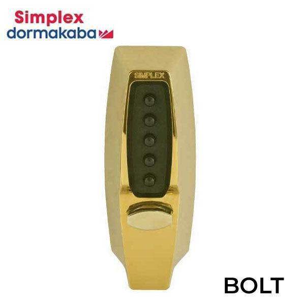 Simplex - 7108 - Mechanical Pushbutton Deadbolt Keyless Lock -  2-3/8" Backset - 03 - Bright Brass - UHS Hardware Simplex - 7108 - Mechanical Pushbutton Deadbolt Keyless Lock -  2-3/8" Backset - 03 - Bright Brass - UHS Hardware