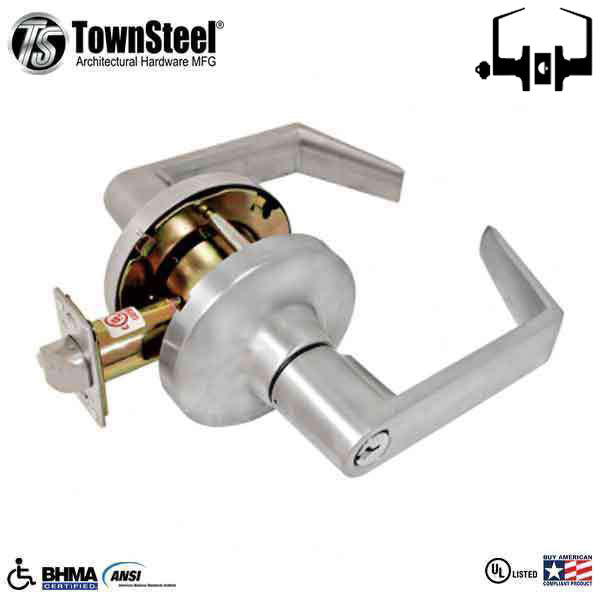TownSteel - CDC-84-S - Commercial Lever Set Handle - Clutch Lever Set - 2-3/4 " Backset - Satin Chrome - Classroom - Grade 1 - UHS Hardware TownSteel - CDC-84-S - Commercial Lever Set Handle - Clutch Lever Set - 2-3/4 " Backset - Satin Chrome - Classroom - Grade 1 - UHS Hardware