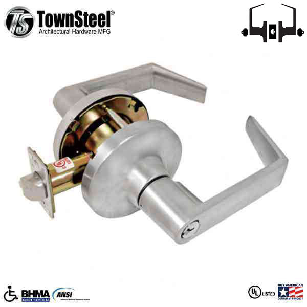 TownSteel - CDC-110-S - Commercial Lever Set Handle - Clutch Lever Set - 2-3/4 " Backset - Satin Chrome - Classroom Intruder - Grade 1 - UHS Hardware TownSteel - CDC-110-S - Commercial Lever Set Handle - Clutch Lever Set - 2-3/4 " Backset - Satin Chrome - Classroom Intruder - Grade 1 - UHS Hardware