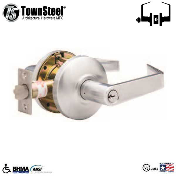 TownSteel - CSRC-84-S - Commercial Lever Set Handle - Clutch Lever Set - 2-3/4 " Backset - Satin Chrome - Classroom - Grade 2 - UHS Hardware TownSteel - CSRC-84-S - Commercial Lever Set Handle - Clutch Lever Set - 2-3/4 " Backset - Satin Chrome - Classroom - Grade 2 - UHS Hardware
