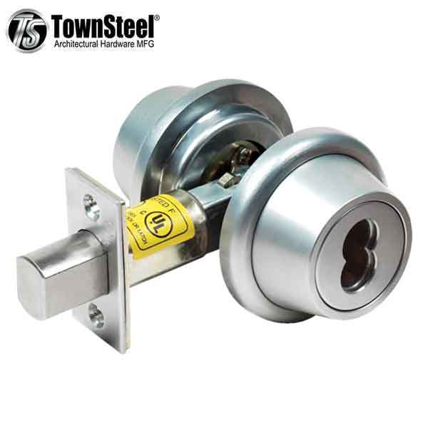 TownSteel - DBFI-62 - Commercial Deadbolt - Double - IC Core (SFIC) - 2-3/4 " Backset - Satin Chrome - Grade 1 - UHS Hardware TownSteel - DBFI-62 - Commercial Deadbolt - Double - IC Core (SFIC) - 2-3/4 " Backset - Satin Chrome - Grade 1 - UHS Hardware