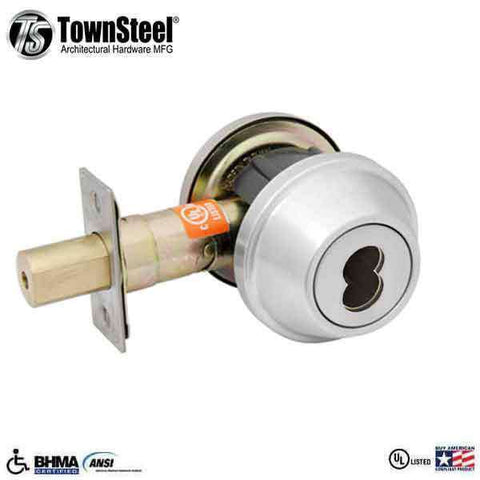 TownSteel - DBTI-61 - Commercial Deadbolt - Single IC Core (SFIC) - Satin Chrome - Grade 2 - UHS Hardware TownSteel - DBTI-61 - Commercial Deadbolt - Single IC Core (SFIC) - Satin Chrome - Grade 2 - UHS Hardware